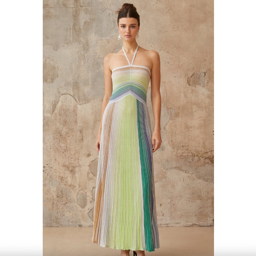 Elegant Multicolor Halter Maxi Dress